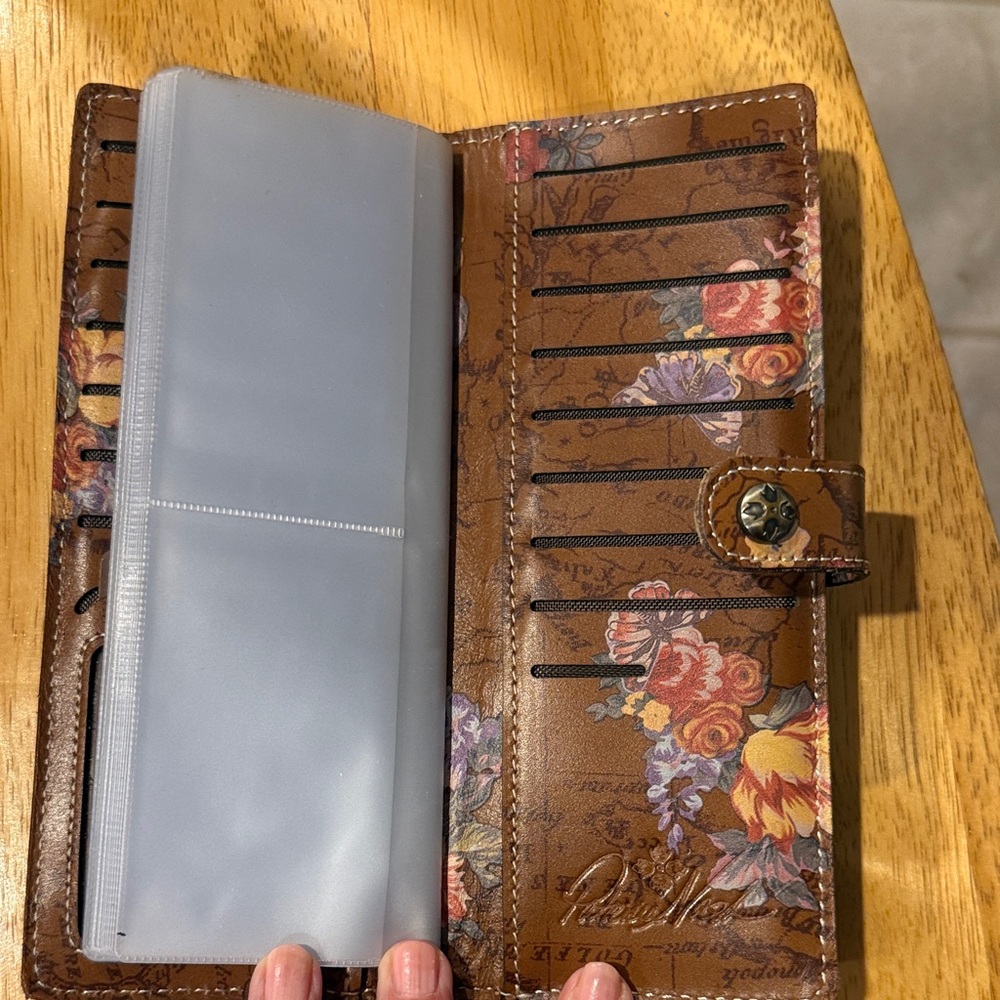 Patricia Nash Brown Floral Map-Print Long Wallet - Picture 5 of 10